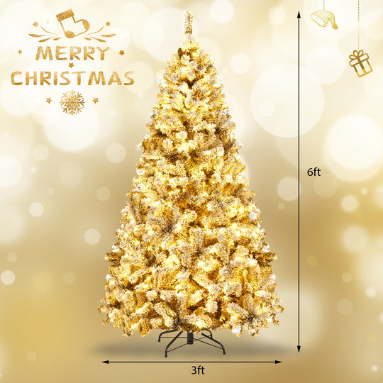 Pre-Lit Premium Snow Flocked Hinged Artificial Christmas Tree