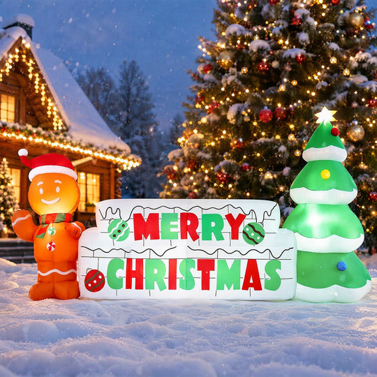 9.5 FT Long Inflatable Merry Christmas Sign Outdoor Decoration