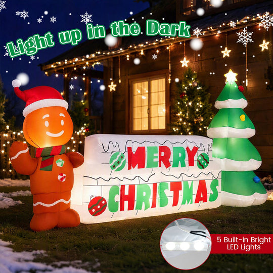 9.5 FT Long Inflatable Merry Christmas Sign Outdoor Decoration