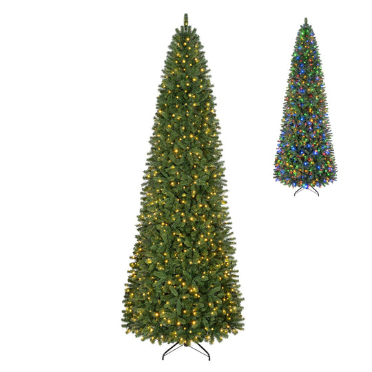 9 FT Pencil Alpine Christmas Tree with 550 Dual-Color LED Lights
