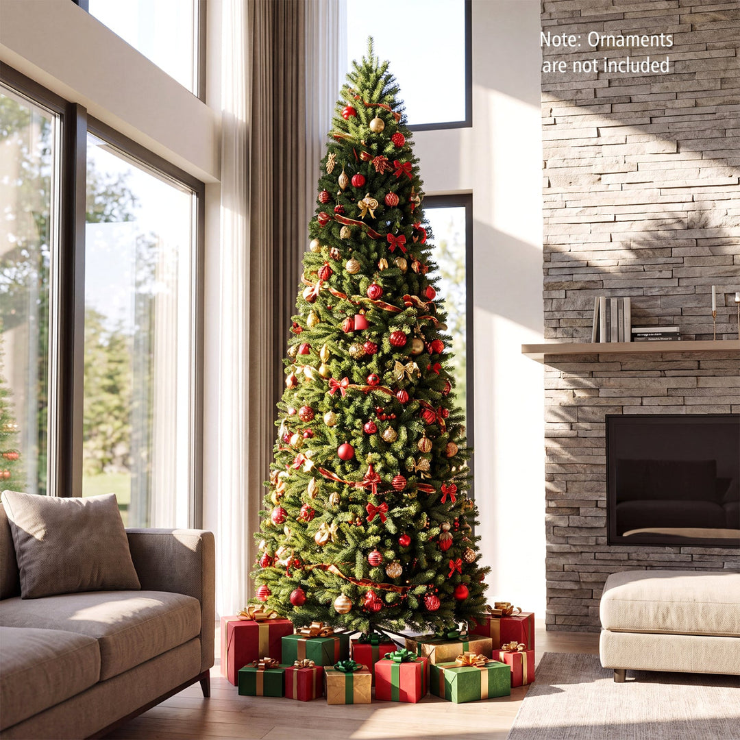 9 FT Pencil Alpine Christmas Tree with 550 Dual-Color LED Lights