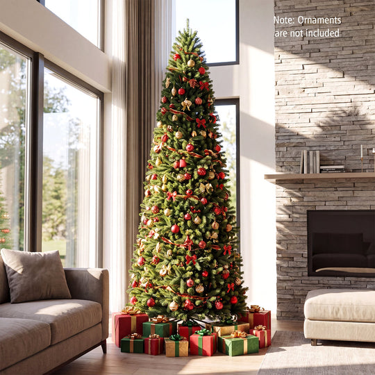 9 FT Pencil Alpine Christmas Tree with 550 Dual-Color LED Lights