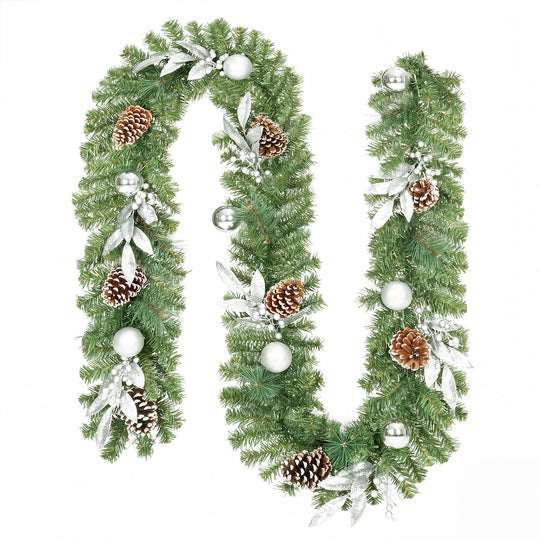 9FT Pre-Lit Artificial Christmas Garland with 50 Warm White LED Lights
