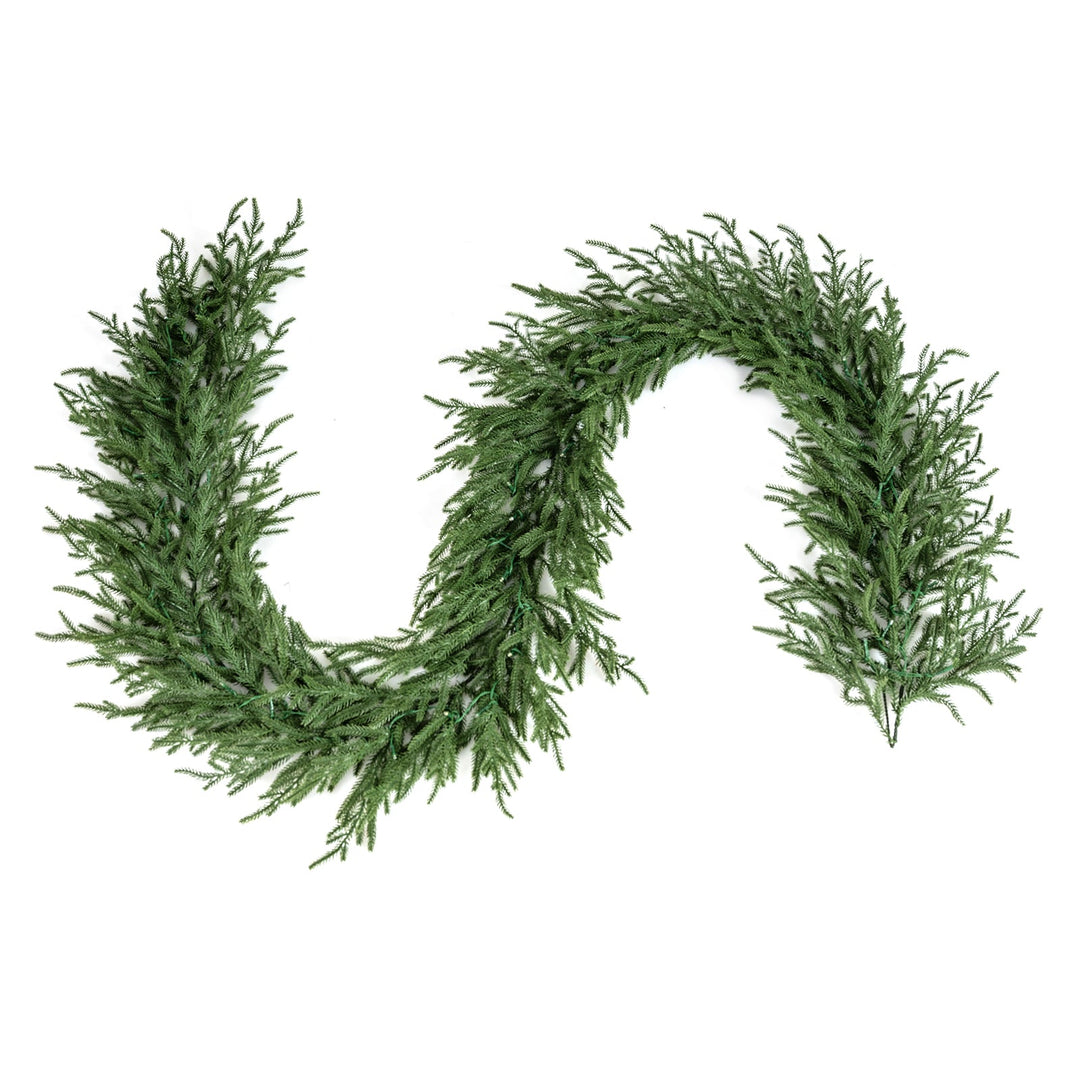9 FT Pre-lit Artificial Cypress Christmas Garland with 50 Warm White LED Lights and 130 Branch Tips