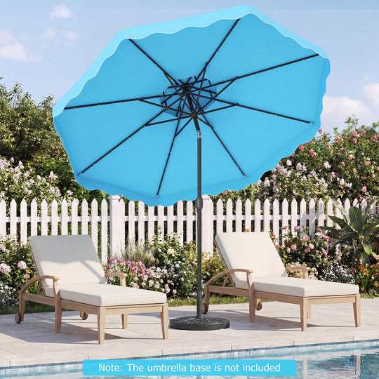 9 FT Solar LED Patio Umbrella Push-Button Tilt and Crank 24 LED Lights and 8 Ribs