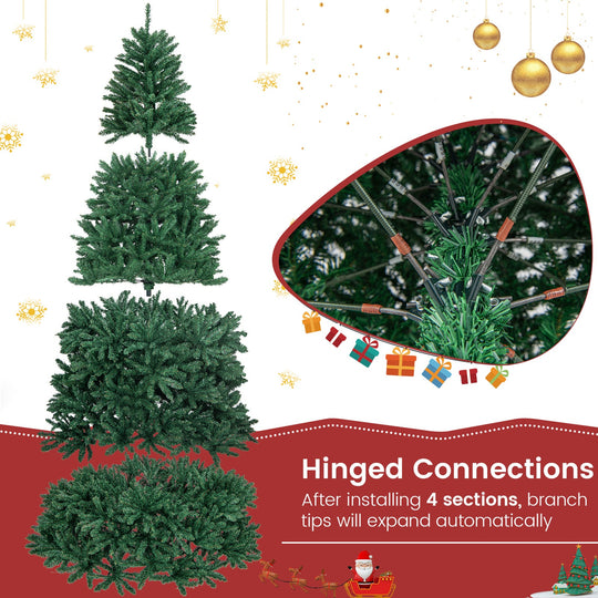 9 Feet Hinged Premium Artificial PVC Christmas Tree with Solid Metal Stand