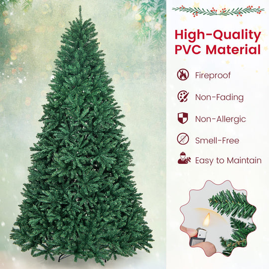 9 Feet Hinged Premium Artificial PVC Christmas Tree with Solid Metal Stand