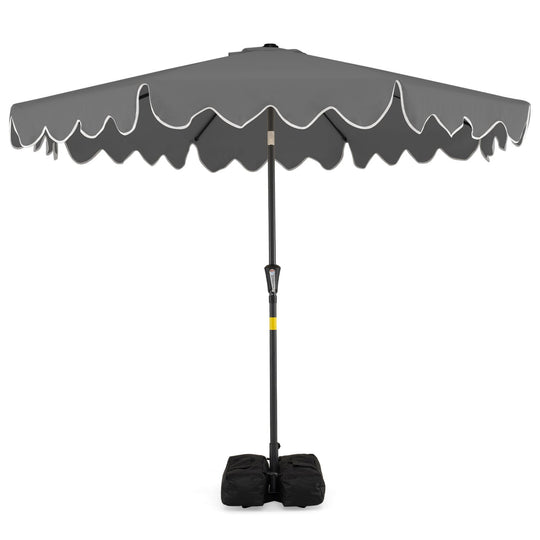 9 Feet Patio Umbrella with Weighted Base and Sandbags