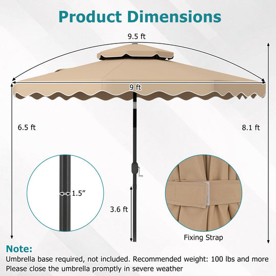 9 Feet Patio Umbrella with Push Button Tilt and Crank