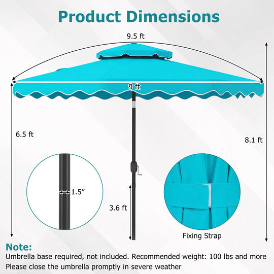 9 Feet Patio Umbrella with Push Button Tilt and Crank