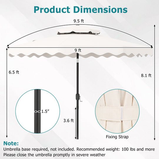9 Feet Patio Umbrella with Push Button Tilt and Crank