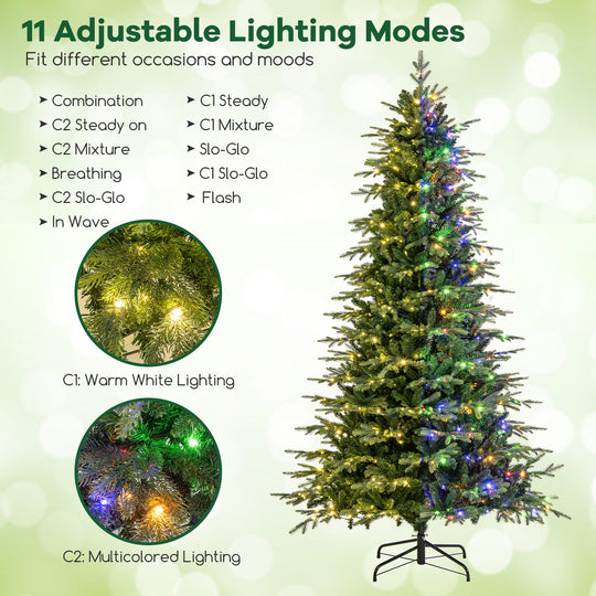 7.5 Feet Pre-Lit Artificial Christmas Tree with Warm White LED Lights