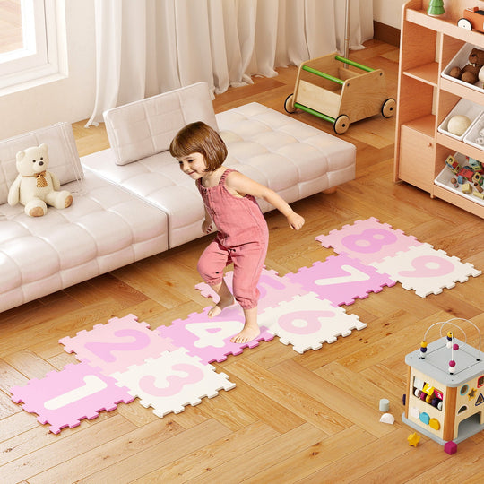 9 Pieces Interlocking Foam Puzzle Floor Mat with 3 Marker Discs