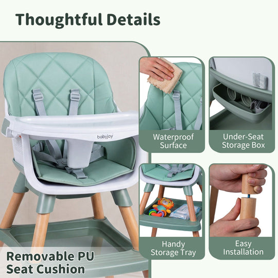 9-in-1 Convertible High Chair for Babies and Toddlers with Seat Cushion