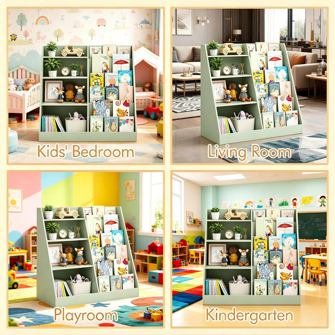 Kids Bookshelf with Toy Storage Organizer, 34.65" Multi-Tier