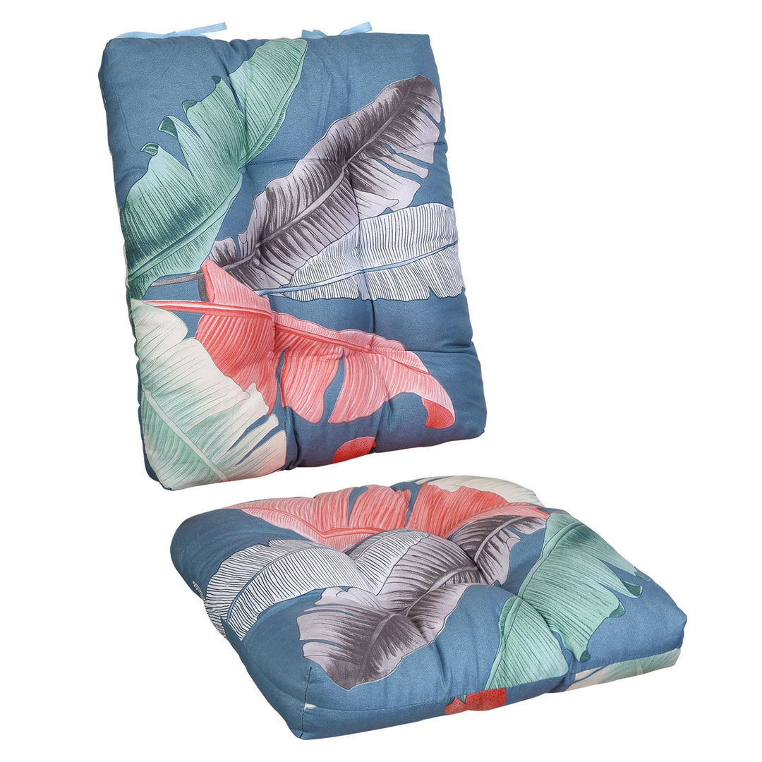 2Pcs Rocking Chair Cushion Upper And Lower Back And Seat Sets with Non-Slip Ties Polyester Fiber Filling Comfortable for Indoor Home Office Car