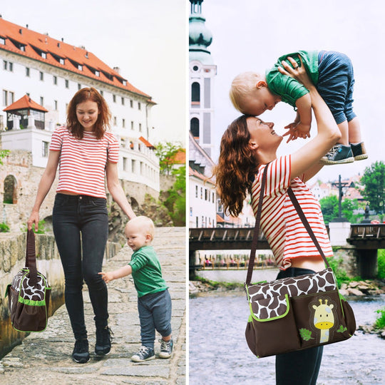 Baby Nappy Diaper Bags Mummy Diaper Duffel Shoulder Bags w/ Wipeable Diaper Changing Pad Transparent Bag Travel Tote Handbags For Overnights