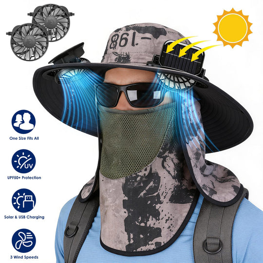 Solar Fan Hat with UPF50+ Sun Protection & Neck Flap
