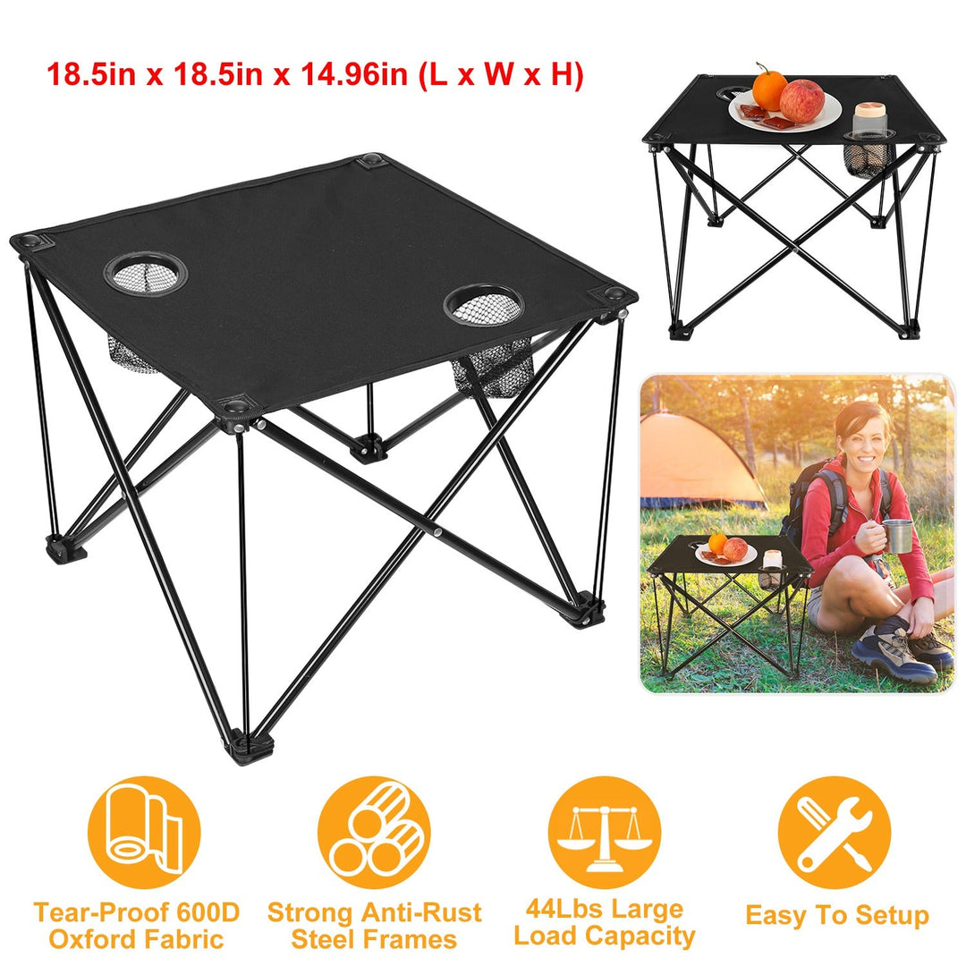 Foldable Camping Table Portable Picnic Table Lightweight Travel Desk with Cup Holder Carrying Bag