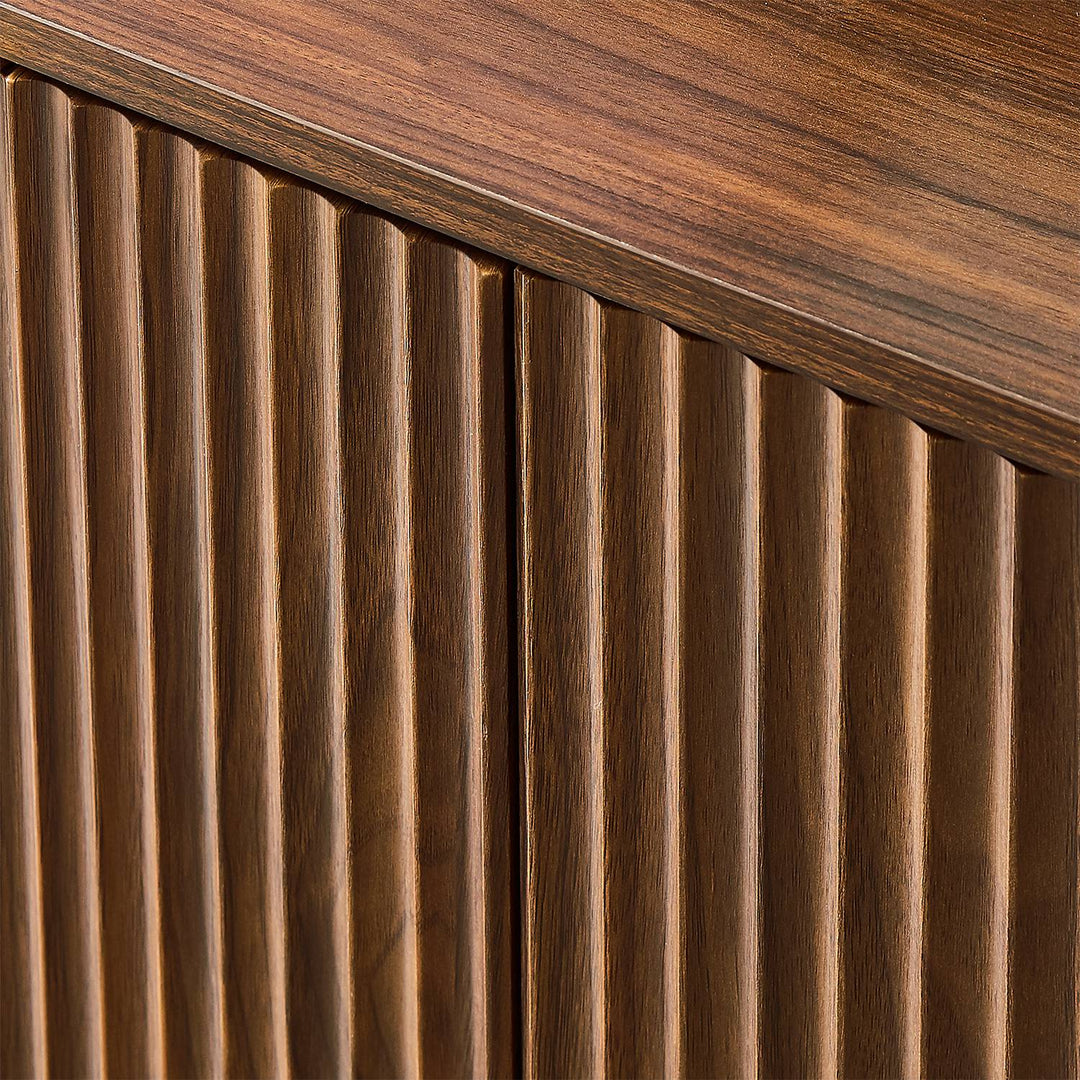 Fluted Sideboard Cabinet with 4-6 Doors and Wood-Grain Top