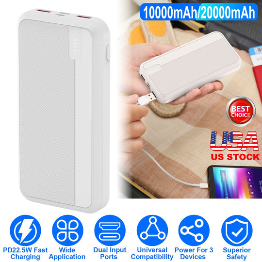 10000mAh PD22.5W Fast Charging Power Bank Fast Charger Portable Phone Charger with Type-C USB Cable Fit For IOS Phone 15/14 Samsung Galaxy S24 And Mor