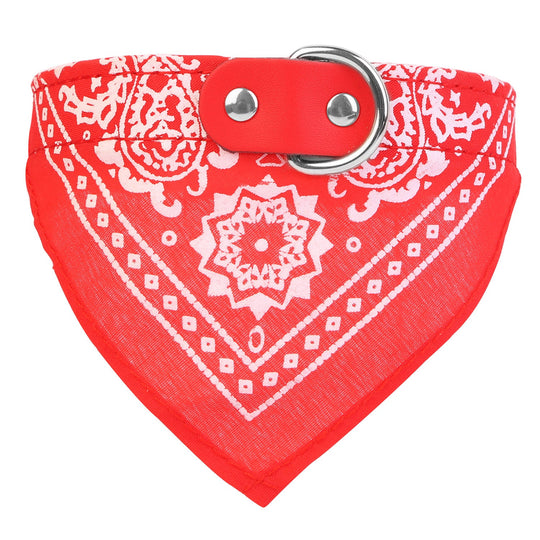 Adjustable Bandana Leather Pet Collar Triangle Scarf