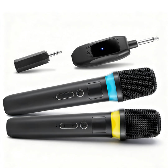 2.4G UHF Wireless Microphones | Metal Handheld Mics with RGB Light & 164FT Range
