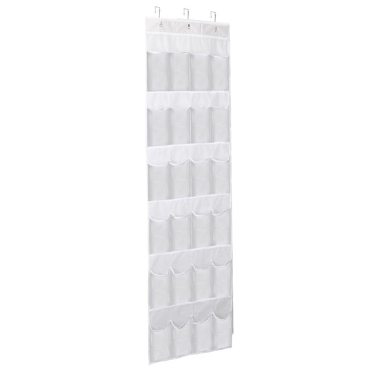 Over the Door Shoes Rack 24-Pocket Crystal Clear Organizer 6-Layer Hanging Storage Shelf for Shoes Slippers Small Toys Closet Cabinet