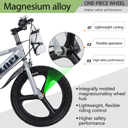 18 Inch Kids Bike with Training Wheels, Children\'s Bicycle with Magnesium Alloy Wheels, Dual U-Brakes, Adjustable Quick