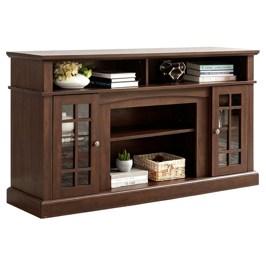 Classic 58" TV Stand with Glass Door Cabinets & Adjustable Shelves, Media Entertainment Center for TVs up to 65", Living