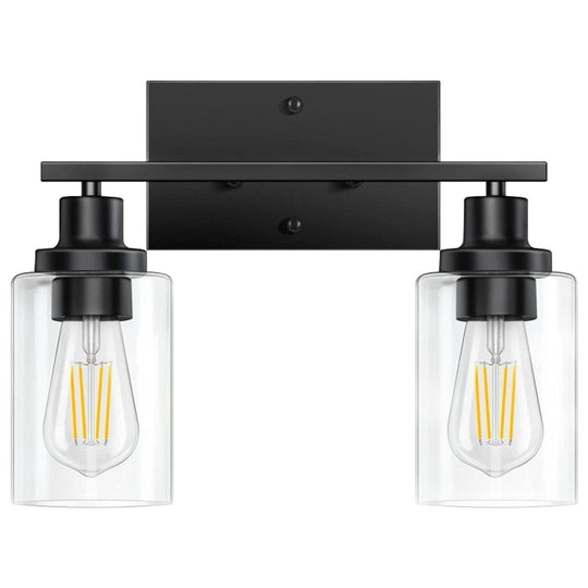 2 Light Wall Sconce Lighting with Clear Glass Shade Bathroom Vanity Lamp Fixture Modern Mounted Light for Porch Mirror Living Room Bedroom Hallway