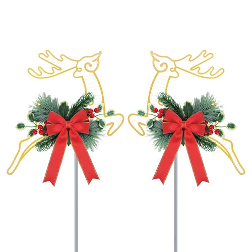 2-Pack LED Christmas Reindeer Pathway Stake Lights – Battery Powered