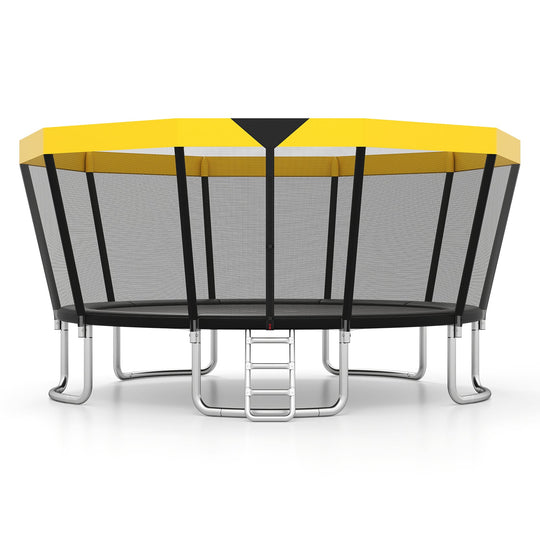 ASTM Compliant Recreational Trampoline with Non-Slip Ladder-Yellow