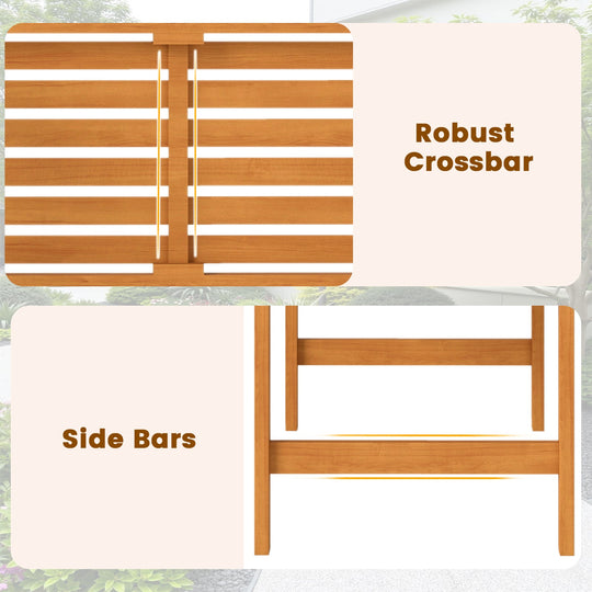 Acacia Wood 2-Person Patio Loveseat with Backrest and Armrests