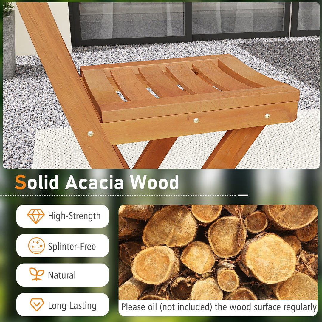 Acacia Wood Bar Height Chair with Backrest and Footrest for Backyard