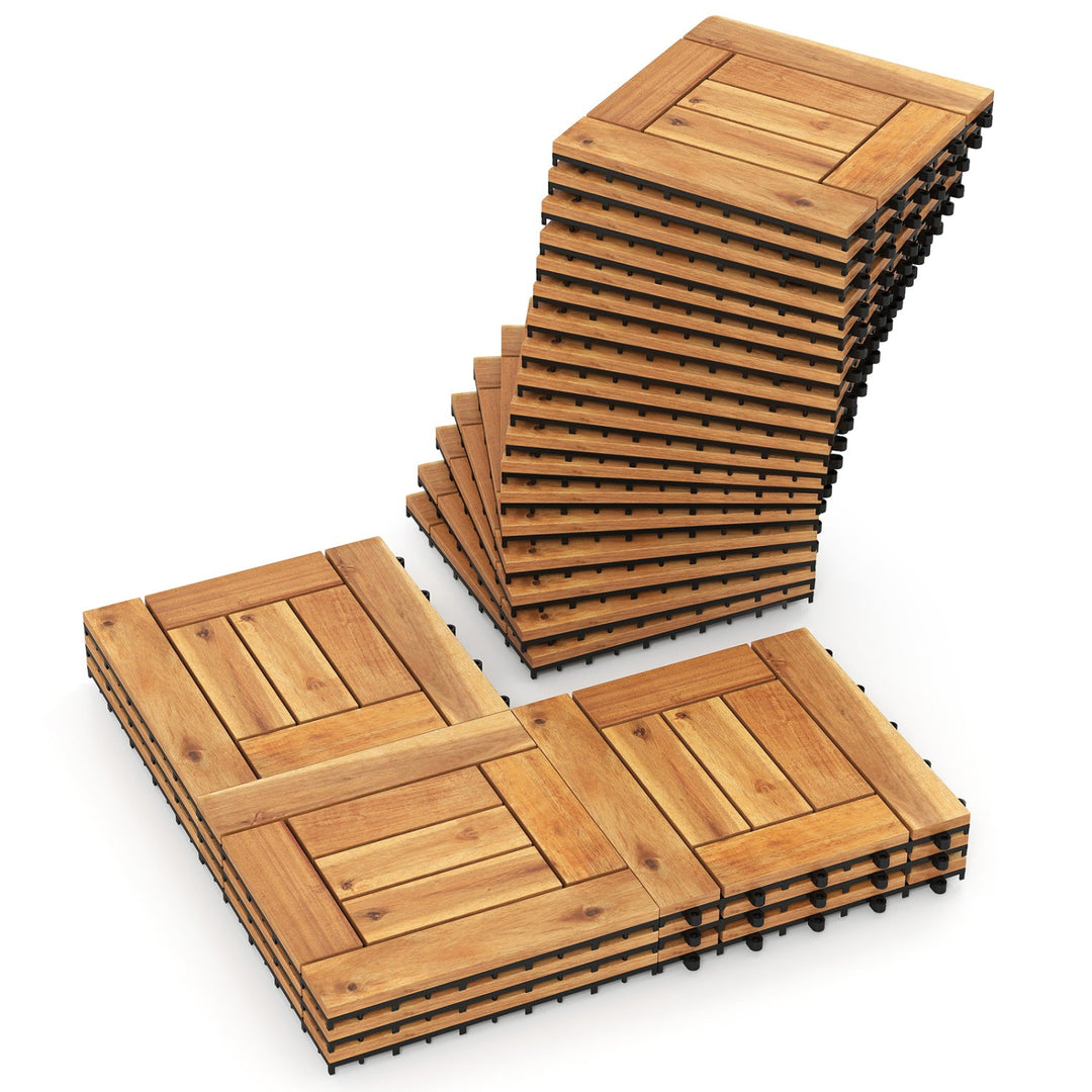 Acacia Wood Interlocking Deck Tiles 12x12 Inch