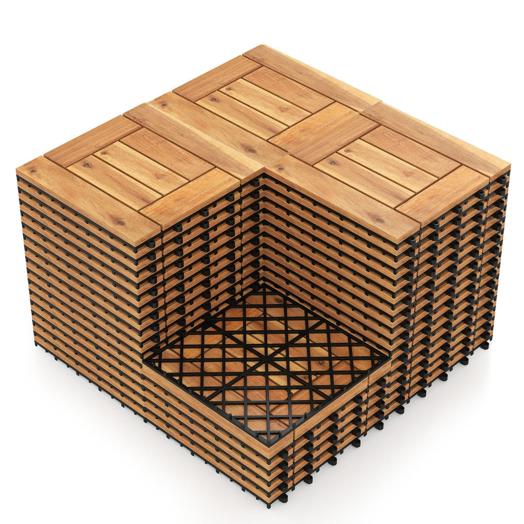Acacia Wood Interlocking Deck Tiles 12x12 Inch