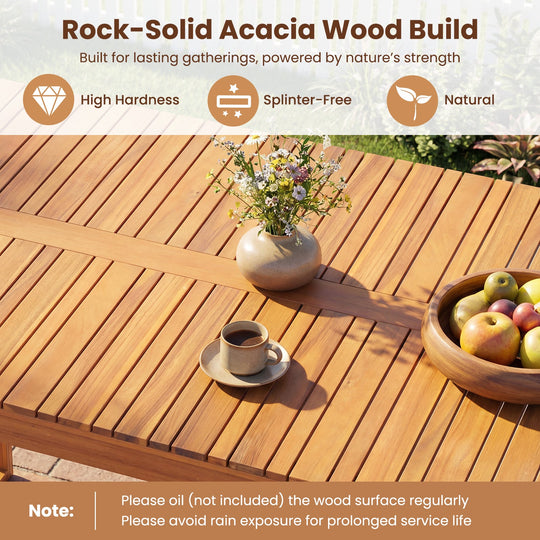 Acacia Wood Outdoor Garden Bench Set of 1/2 with Slatted Seat for Front Porch
