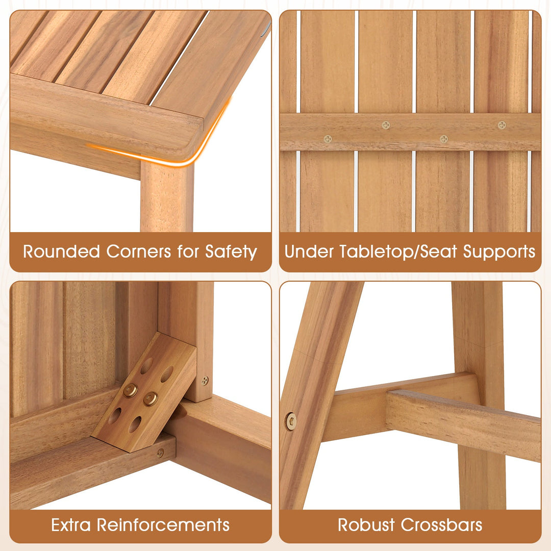 Acacia Wood Outdoor Garden Bench Set of 1/2 with Slatted Seat and 800 lbs Capacity