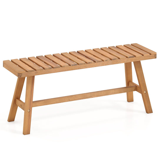 Acacia Wood Outdoor Garden Bench Set of 1/2 with Slatted Seat and 800 lbs Capacity