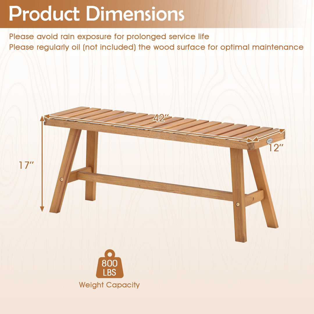Acacia Wood Outdoor Garden Bench Set of 1/2 with Slatted Seat and 800 lbs Capacity