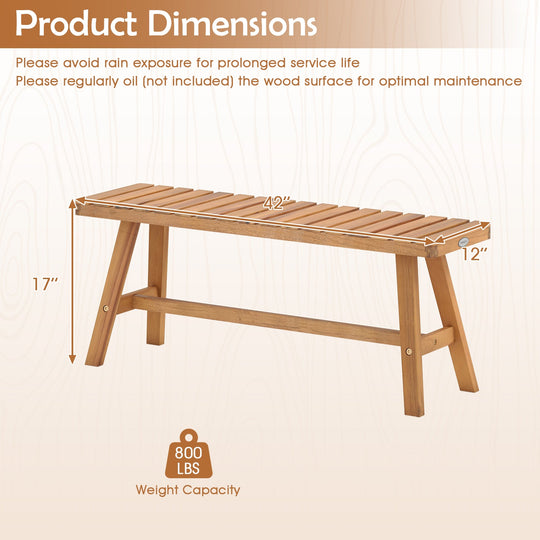 Acacia Wood Outdoor Garden Bench Set of 1/2 with Slatted Seat and 800 lbs Capacity