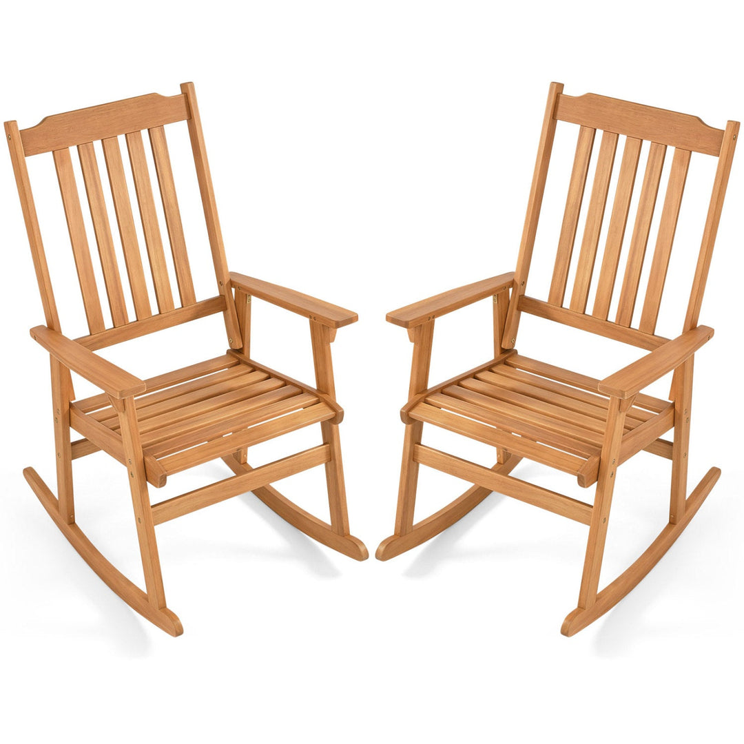 Acacia Wood Oversized Rocking Chair with High Back