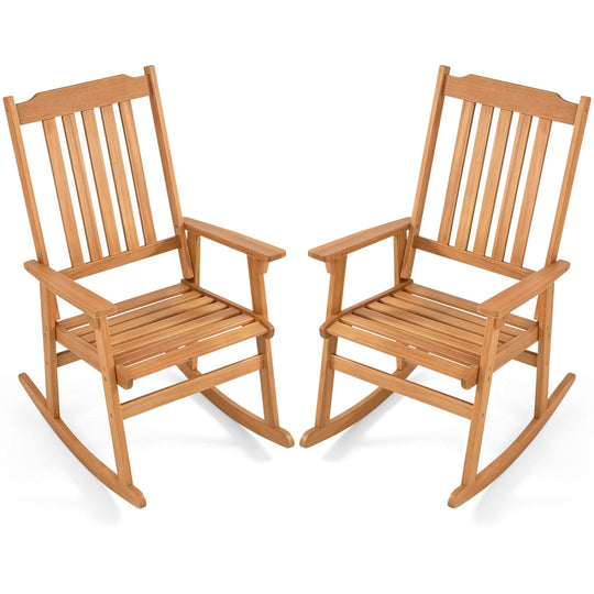 Acacia Wood Oversized Rocking Chair with High Back