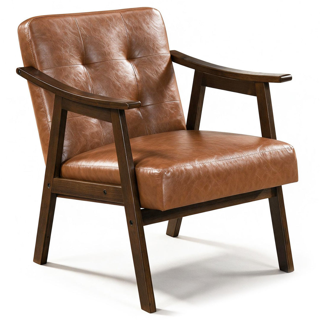 Accent Chair with Inclined Backrest Faux Leather and Soft Cushion for Living Room