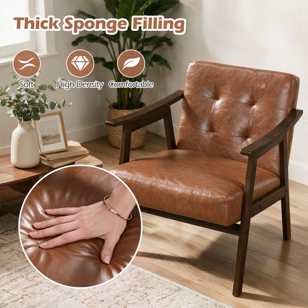 Accent Chair with Inclined Backrest Faux Leather and Soft Cushion for Living Room
