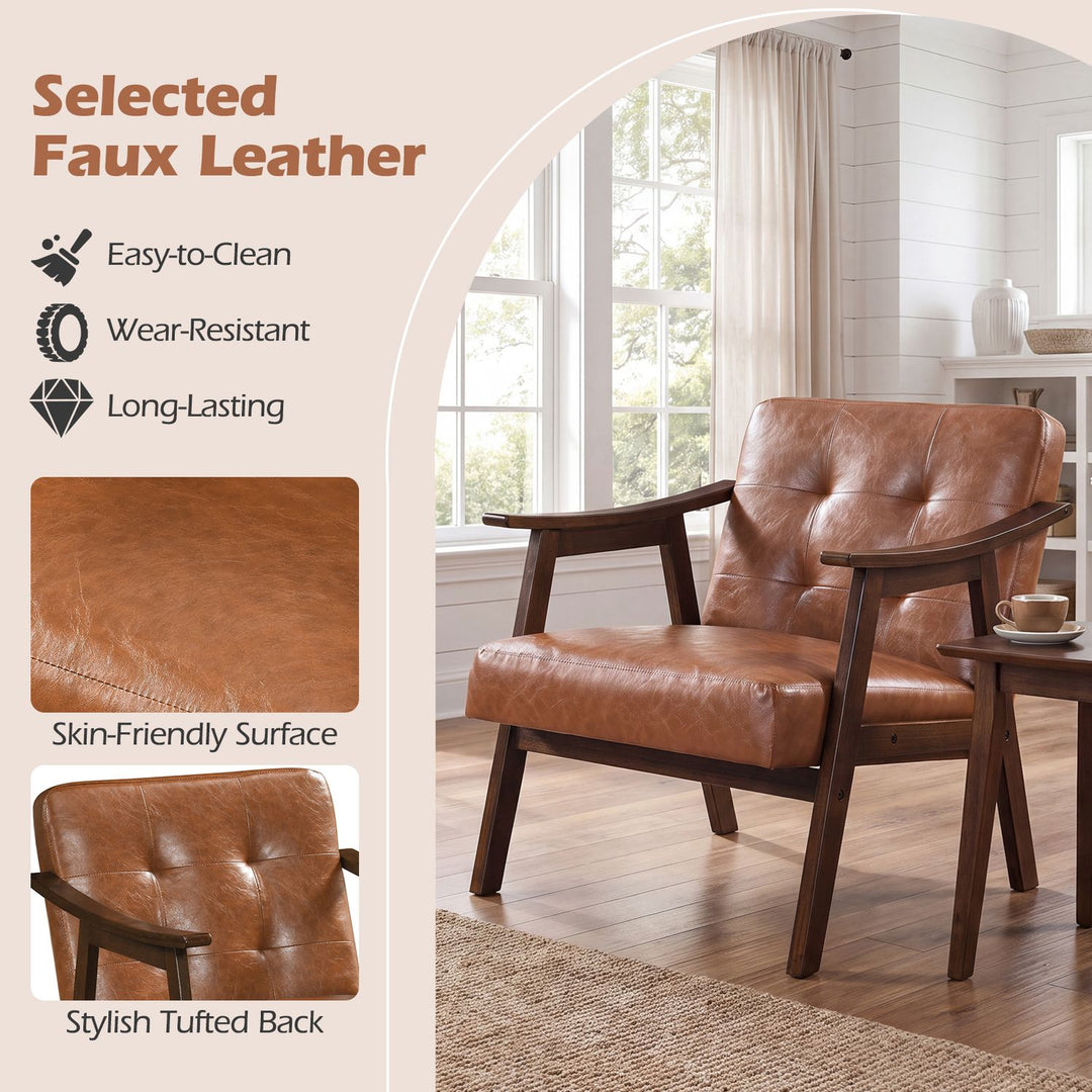 Accent Chair with Inclined Backrest Faux Leather and Soft Cushion for Living Room