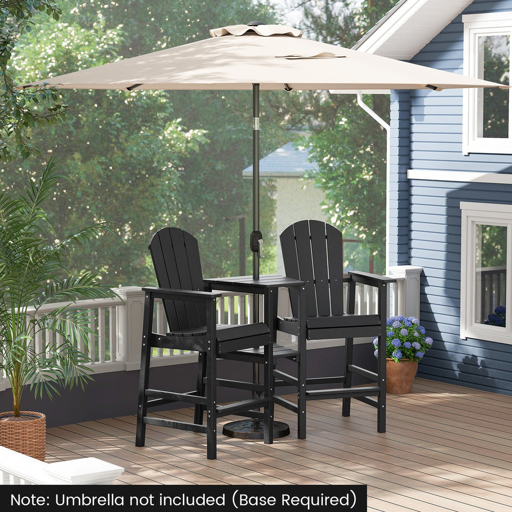 2-Seat Adirondack Chair All-Weather Adirondack Chair with Double Connecting Tray
