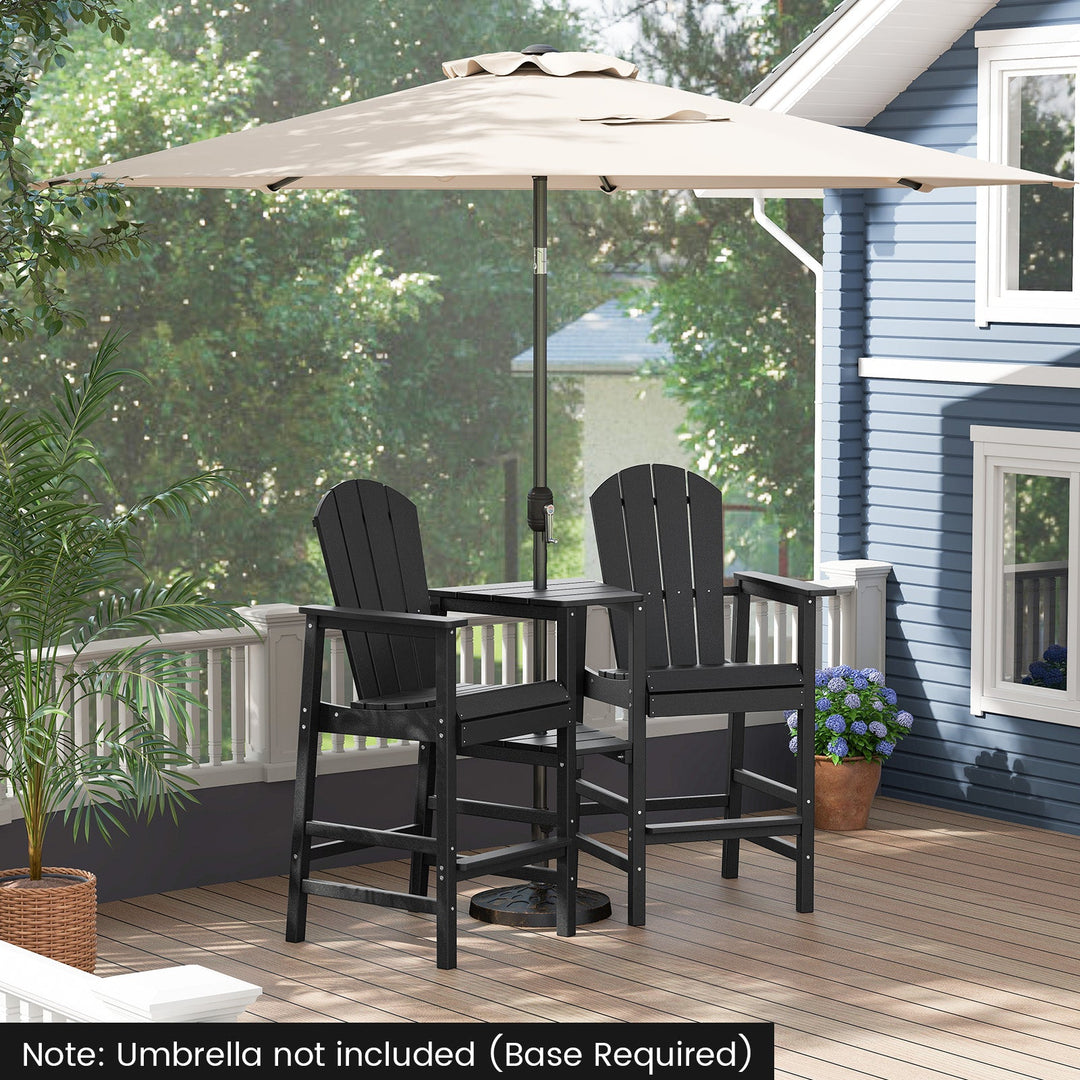 2-Seat Adirondack Chair All-Weather Adirondack Chair with Double Connecting Tray