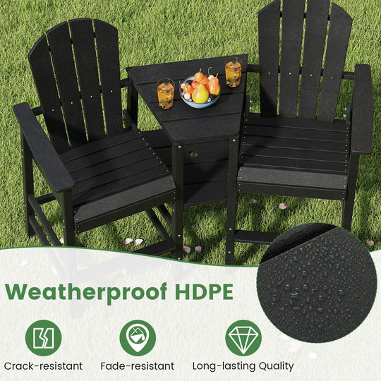 2-Seat Adirondack Chair All-Weather Adirondack Chair with Double Connecting Tray